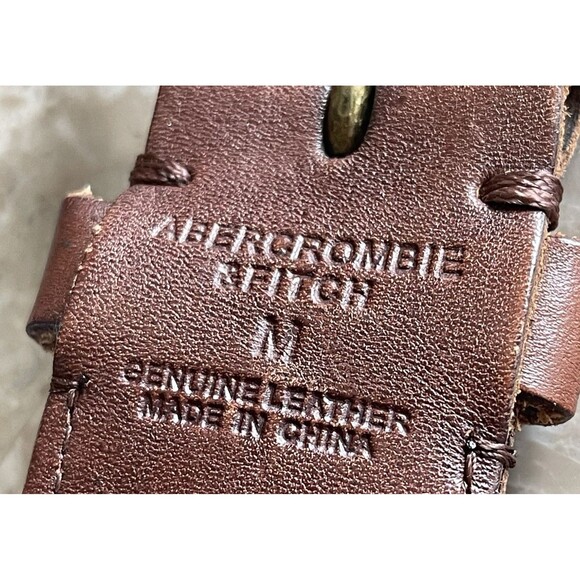 Vintage Abercrombie Braided Woven Genuine Brown Leather Belt Medium Boho Chic main image 9